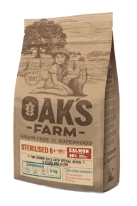 Oak's Farm: Grain Free Salmon Sterilised 8+, Hypoallergenic